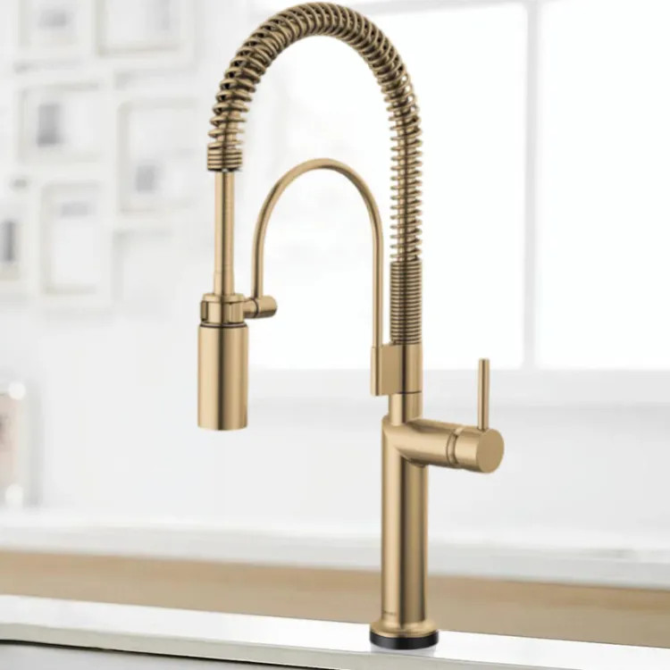 Brizo Odin SmartTouch Semi-Professional Kitchen Faucet, Less Handle, TempID, MagneDock, DIAMOND Seal, 1.8 GPM, Brilliance Luxe Gold - 64375LF-GLLHP