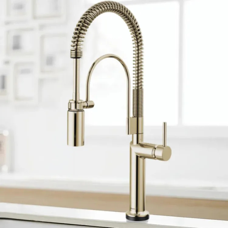 Brizo Odin SmartTouch Semi-Professional Kitchen Faucet, Less Handle, TempID, MagneDock, DIAMOND Seal, 1.8 GPM, Brilliance Polished Nickel - 64375LF-PNLHP