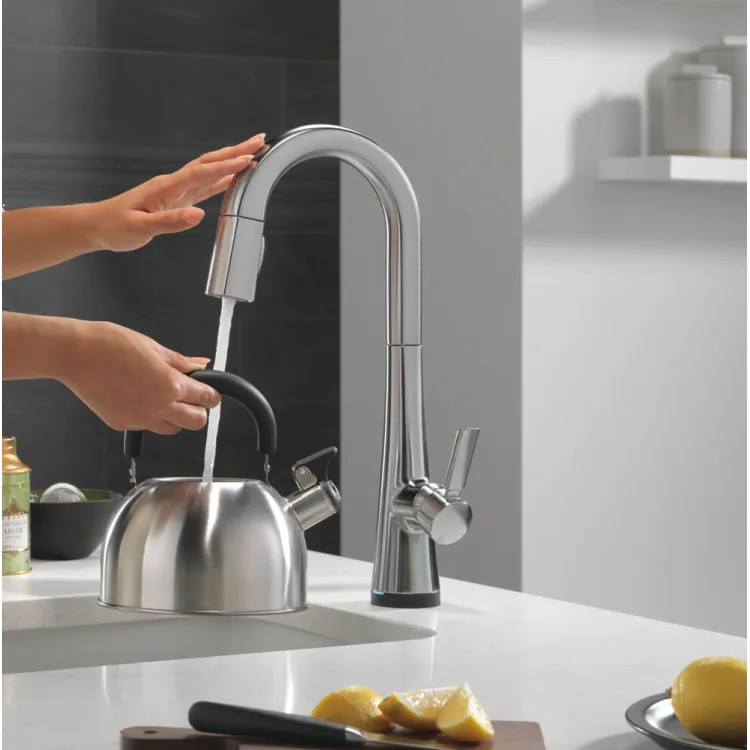 Delta Monrovia Touch2O Single Handle Pull-Down Bar/Prep Faucet, Lumicoat Chrome - 9991T-PR-DST