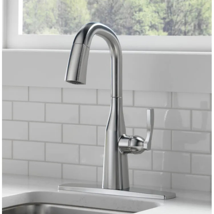 Delta Stryke 10/30/2023 One-Handle Pull-Down Arctic Stainless Kitchen Faucet, 1.8 GPM, Lever Handle, Diamond Seal Technology, ADA - 9976-AR-PR-DST