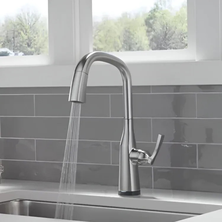 Delta Stryke 10/30/2023 One-Handle Pull-Down Arctic Stainless Kitchen Faucet, 1.8 GPM, Lever Handle, Diamond Seal Technology, Touch2O Technology, Voice IQ Technology, ADA - 9176TV-AR-PR-DST