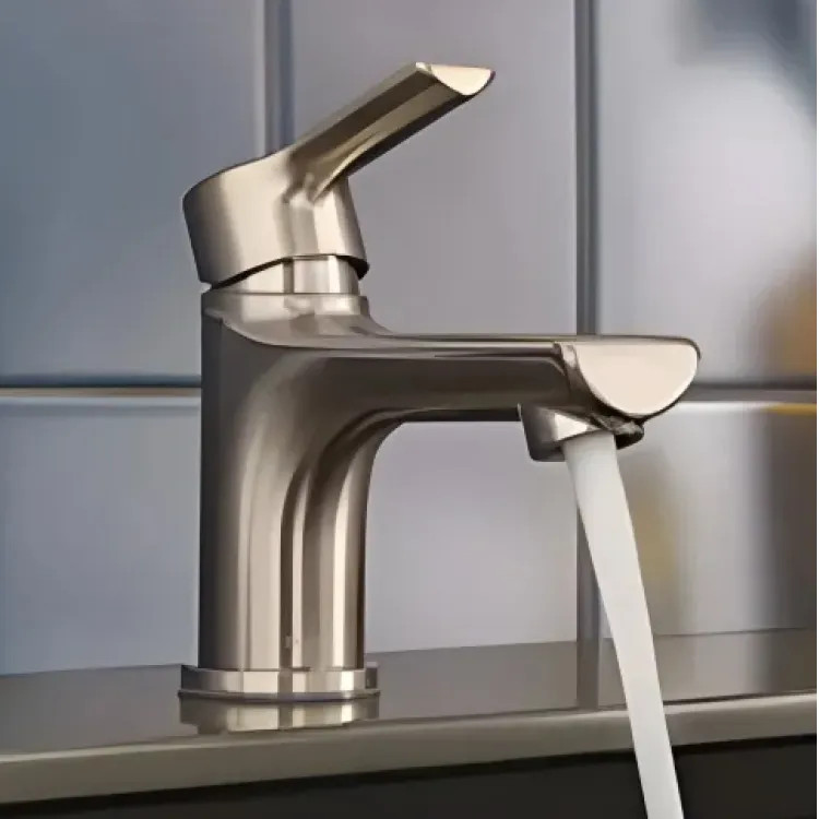 Peerless Flute Single-Hole Bathroom Faucet with Metal Pop-Up Drain, Single-Handle, 0.5 GPM, Lever Handle, ADA, WaterSense, Brushed Nickel - P1512LF-BN-M-0.5