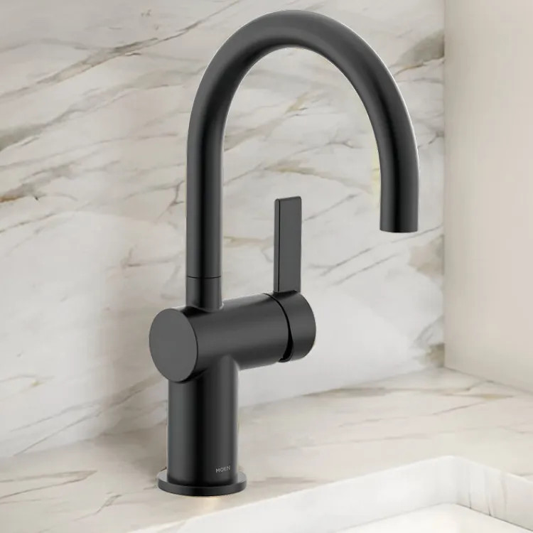 Moen Cia Single-Handle High Arc Bar Faucet w/ 360-Degree Rotating Spout, 1.5 GPM, Matte Black - 5622BL
