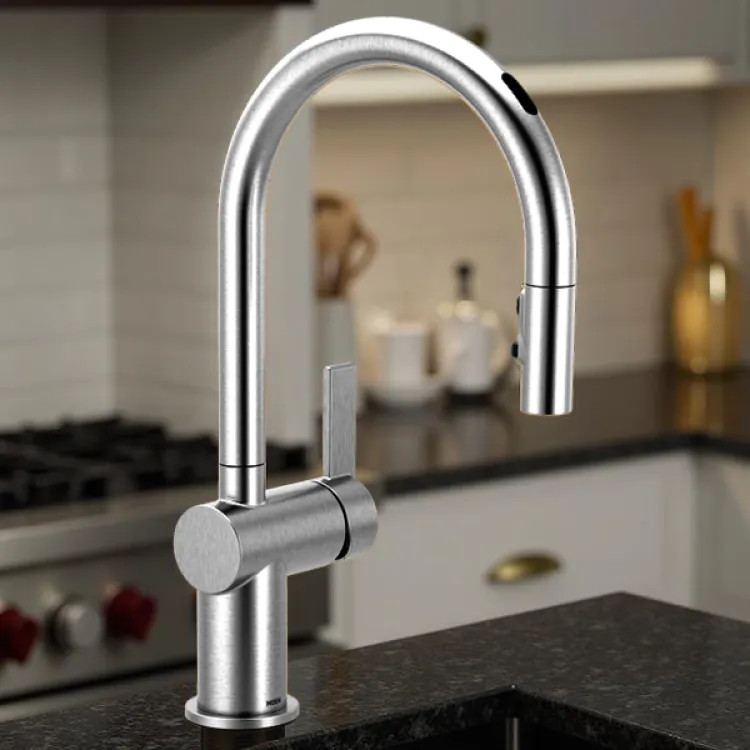 Moen Cia Smart Single-Handle High Arc Pull-Down Kitchen Faucet w/ Voice Activation, 1.5 GPM, Chrome - 7622EVC