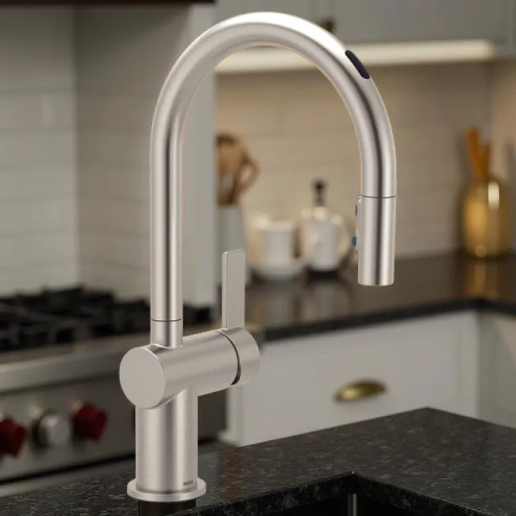 Moen Cia Smart Single-Handle High Arc Pull-Down Kitchen Faucet w/ Voice Activation, 1.5 GPM, Spot Resist Stainless - 7622EVSRS