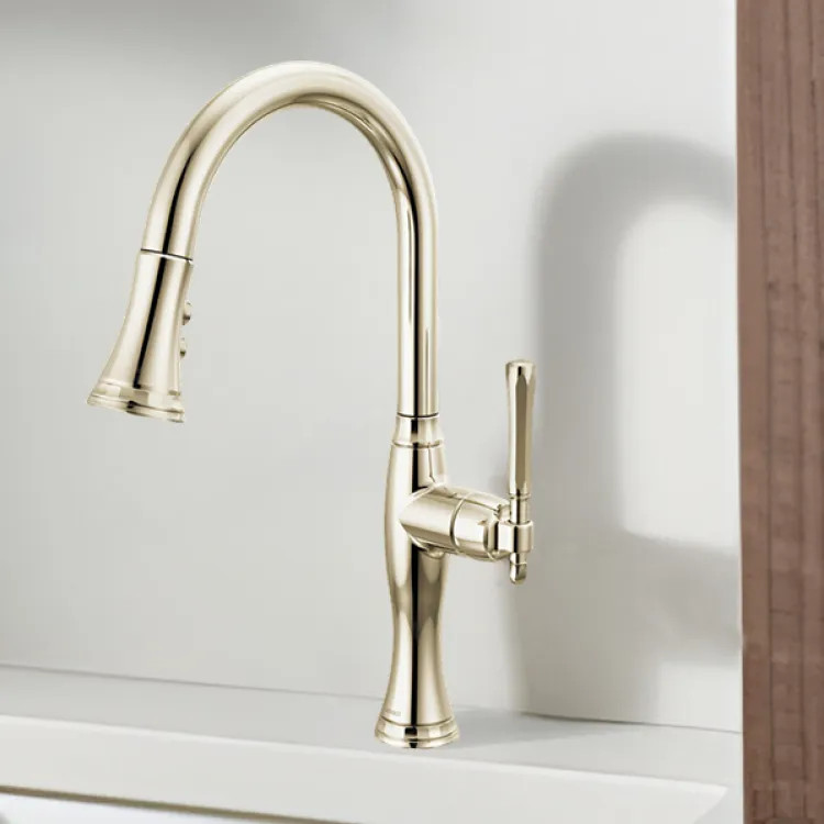 Brizo Tulham Single Handle Pull-Down Kitchen Faucet, 1.8 GPM, Brilliance Polished Nickel - 63058LF-PN