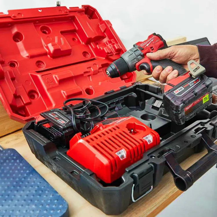 Milwaukee M18 FUEL 1/2" Brushless Cordless Hammer Drill Driver Kit with (2) 5.0 Ah Batteries, Charger, and Hard Case - 2904-22