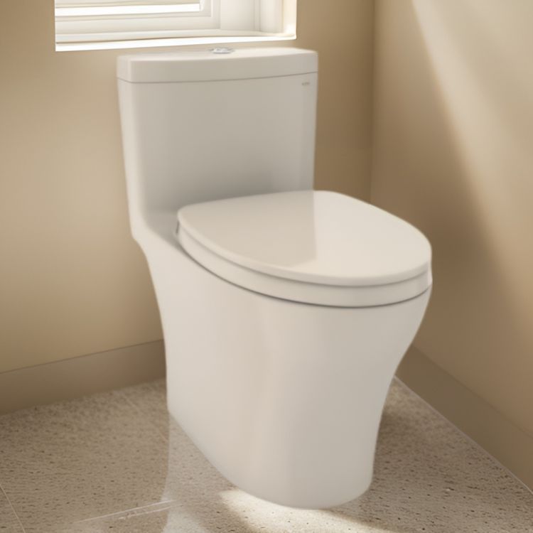 TOTO AQUIA IV One-Piece ADA Elongated Complete Toilet- Sanagloss - WASHLET+, Bone -  MS646124CEMFGN#03