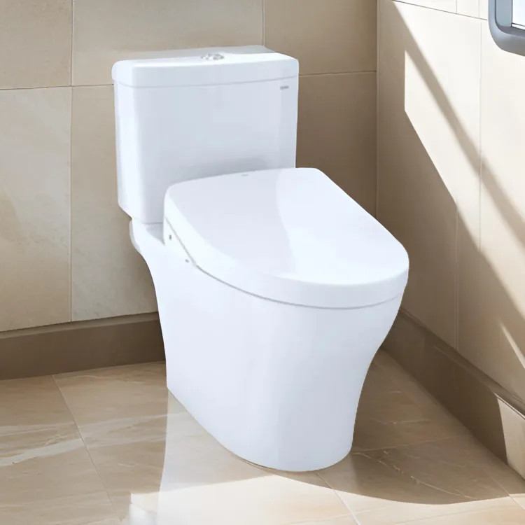 TOTO Aquia IV WASHLET+ Two-Piece Toilet with S550e Bidet Seat, Auto-Open/Close, 1.28/0.9 GPF, Cotton White - MW4463056CEMGN#01