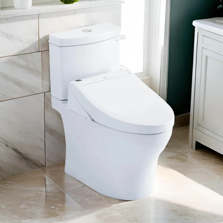 TOTO Aquia IV WASHLET+ Two-Piece Toilet with C5 Bidet Seat, 1.28/0.9 GPF, Universal Height, Cotton White - MW4463084CEMFGN#01