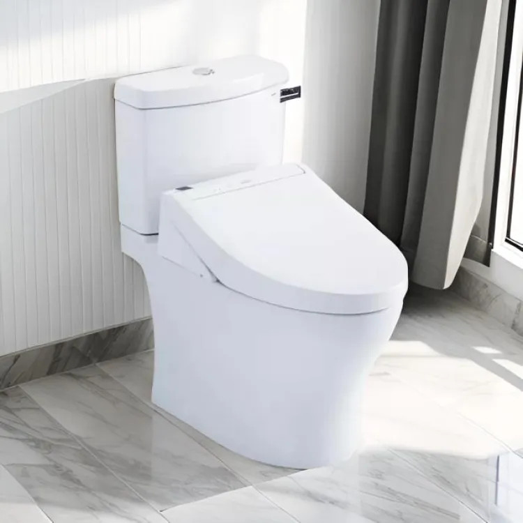 TOTO Aquia IV WASHLET+ Two-Piece Toilet with C5 Bidet Seat, 1.28/0.9 GPF, Cotton White - MW4463084CEMGN#01