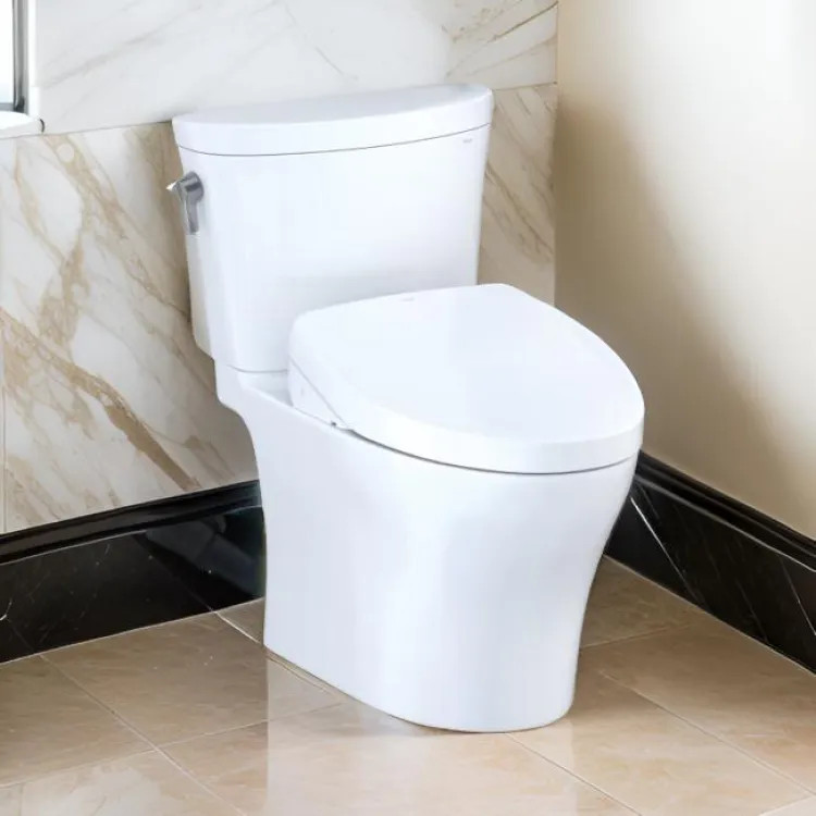 TOTO Aquia IV Arc WASHLET+ Two-Piece Toilet with S500e Bidet Seat, 1.28/0.9 GPF, Auto-Flush, Cotton White - MW4483046CEMFGNA#01