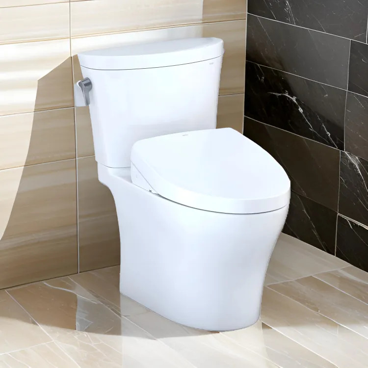TOTO Aquia IV Arc WASHLET+ Two-Piece Toilet with S550e Bidet Seat, Auto-Open/Close, 1.28/0.9 GPF, Cotton White - MW4483056CEMFGN#01