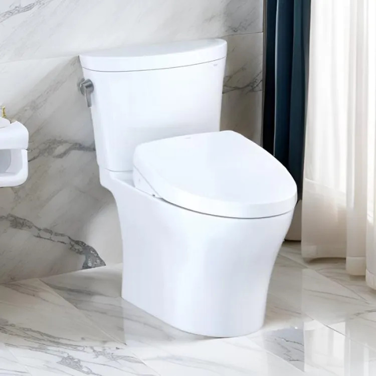 TOTO Aquia IV Arc WASHLET+ Two-Piece Toilet with S550e Bidet Seat, Auto-Open/Close, 1.28/0.9 GPF, Auto-Flush, Cotton White - MW4483056CEMFGNA#01