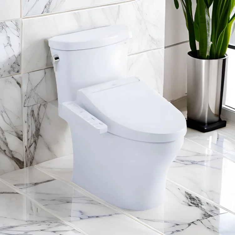 TOTO Aquia IV Arc WASHLET+ Two-Piece Toilet with C2 Bidet Seat, 1.28/0.9 GPF, Cotton White - MMW4483074CEMFGN#01