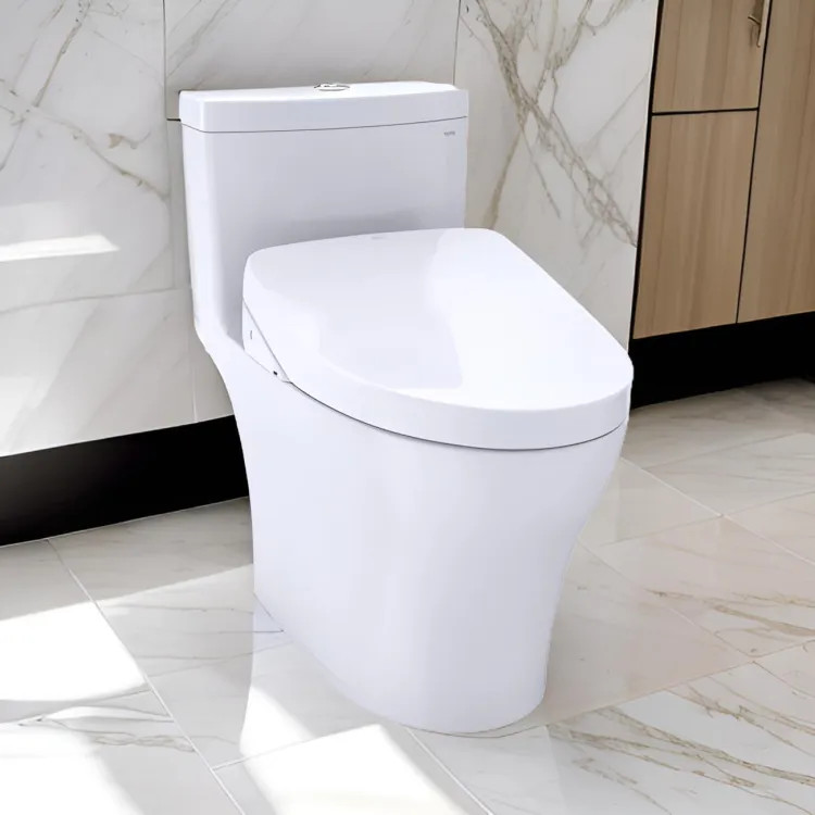 TOTO Aquia IV WASHLET+ One-Piece Toilet with S550e Bidet Seat, Auto-Open/Close, 1.28/0.9 GPF, Auto-Flush, Cotton White - MW6463056CEMFGNA#01