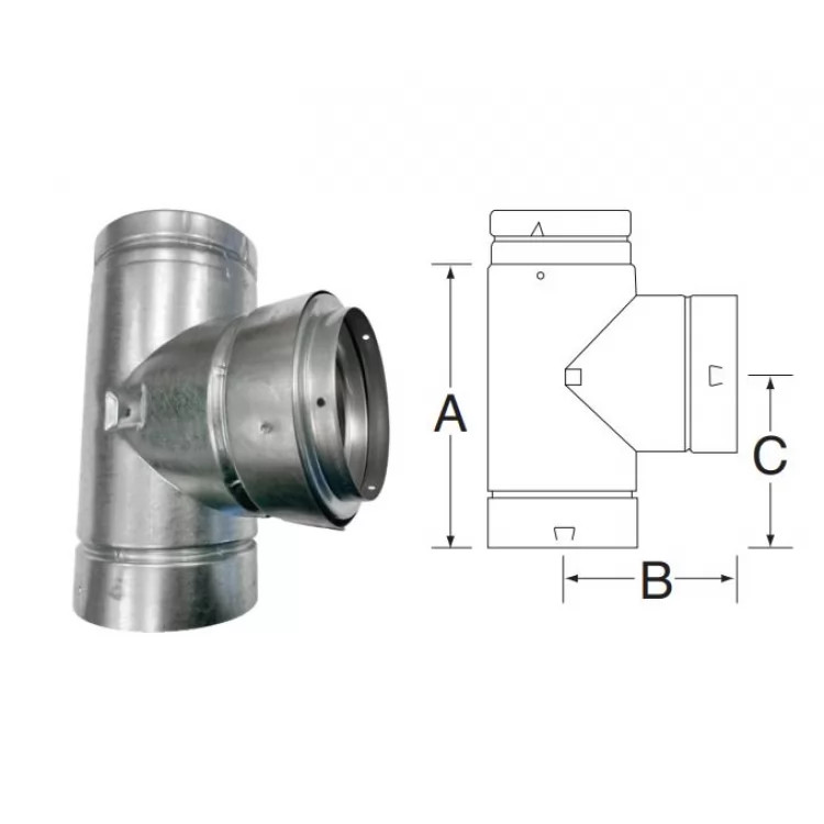 M&G DuraVent  6"x6"x3" B-Vent Reducing Tee - 6BVTR4