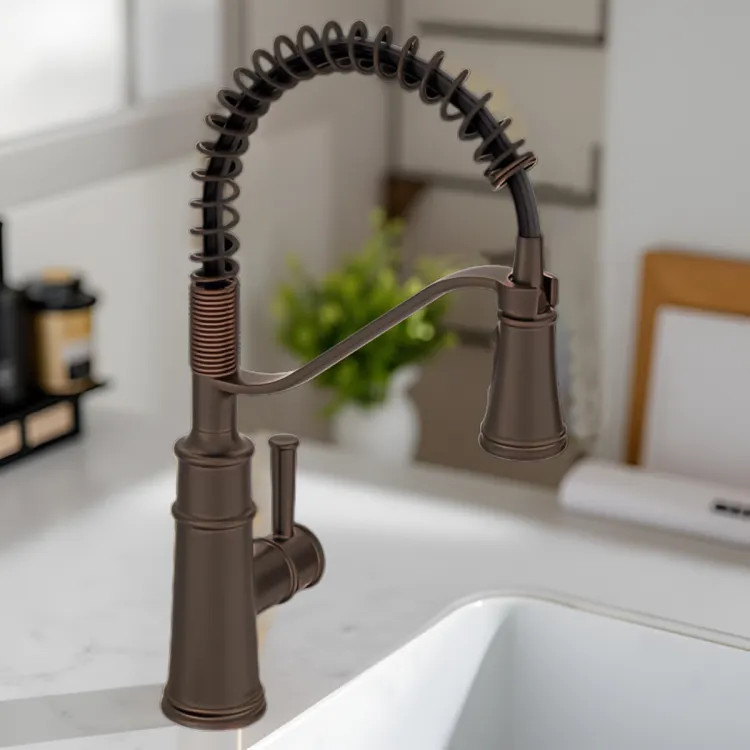 Moen Belfield Single-Handle High Arc Pre-Rinse Spring Pulldown Kitchen Faucet, 1.5 GPM, Oil Rubbed Bronze - 5927ORB