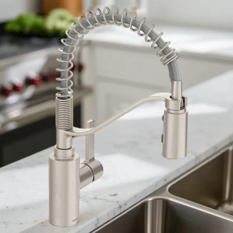 Moen Genta LX Single-Handle Pre-Rinse Spring Pulldown Kitchen Faucet, High Arc, 1.5 GPM, Spot Resist Stainless - 5926SRS
