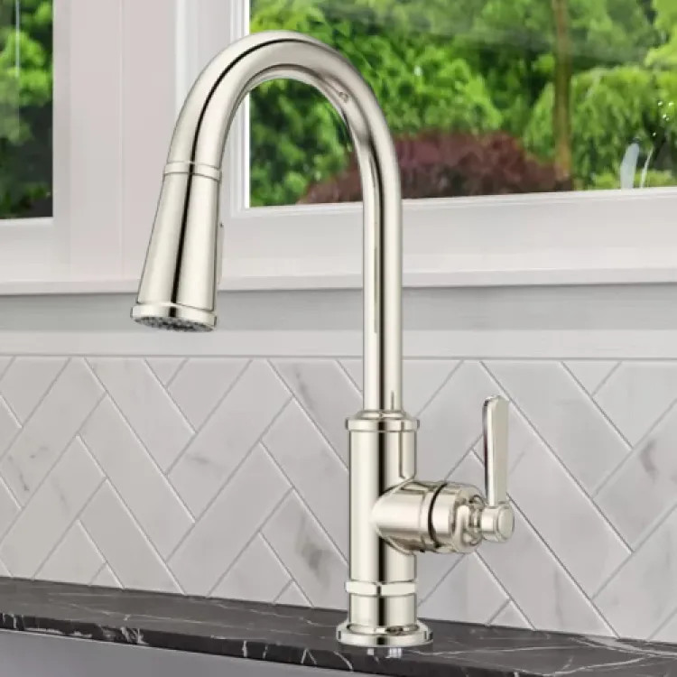 Pfister Port Haven Single-Handle Pull-Down Kitchen Faucet, Polished Nickel - GT529-TDD