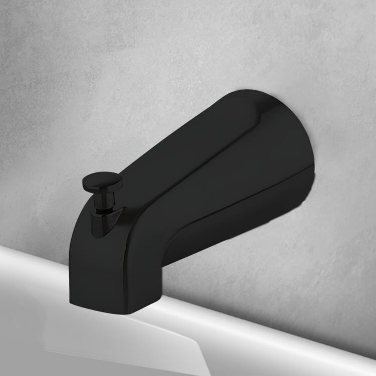 Pfister Wall Mounted Matte Black Tub Spout with Pull-up Diverter, Quick Connect - J15-020B