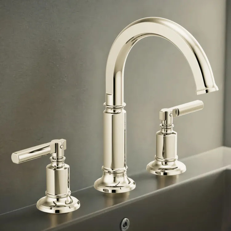 Brizo Invari Two-Handle Widespread Bathroom Faucet with Arc Spout, Deck-Mount, 1.5 GPM, Brilliance Polished Nickel - 65376LF-PNLHP