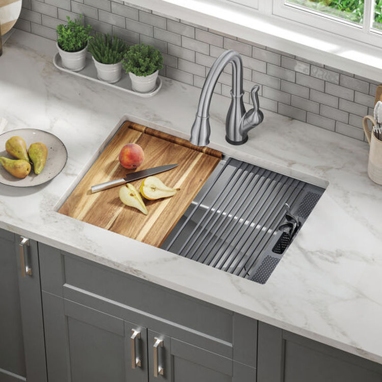 Delta Lorelai 27" x 19" x 9-1/2" Single Bowl Undermount Workstation Kitchen Sink, Stainless Steel - 95B932-27S-SS