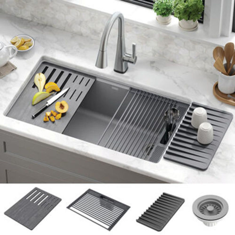 Delta Everest 33" x 22" x 9-5/8" Single Bowl Workstation Undermount Kitchen Sink, Dark Gray - 75B933-33S-DG
