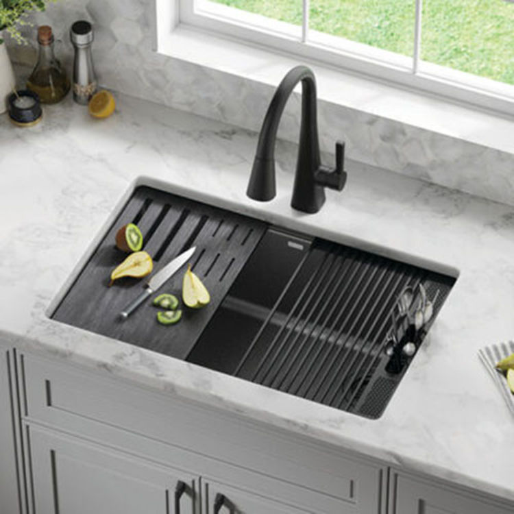 Delta Everest 29" x 19" x 10" Single Bowl Workstation Undermount Kitchen Sink, Metal Black - 75B933-30S-BL