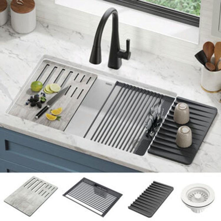 Delta Everest 29" x 19" x 10" Single Bowl Drop-in Workstation Kitchen Sink Kit, White - 75B933-30S-WH