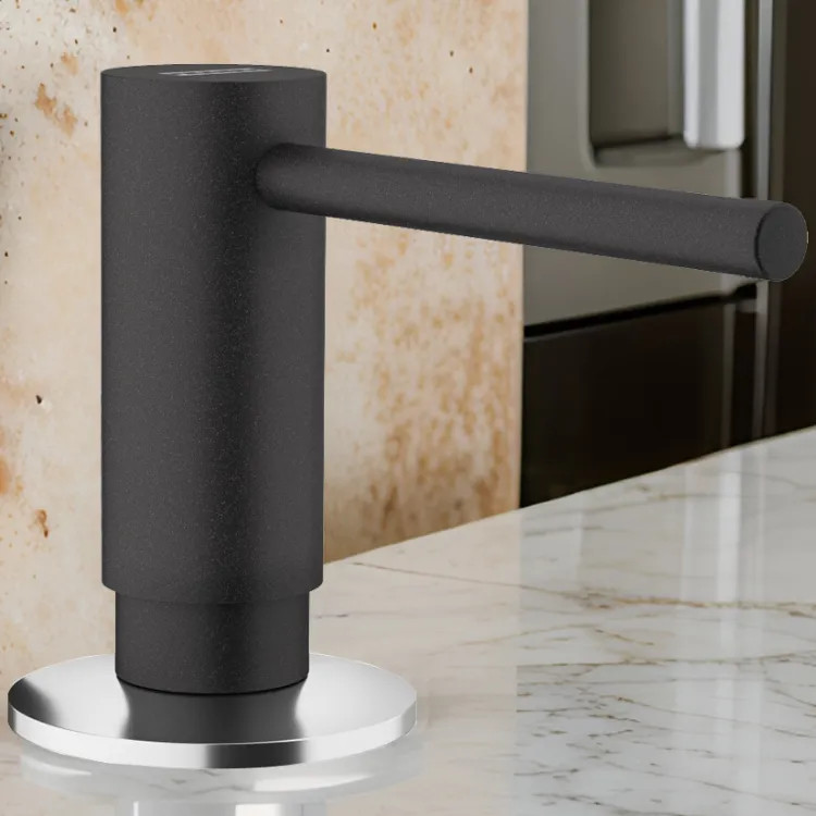 Franke Active 10oz Soap and Lotion Dispenser, Round, Deck Mount, Brass, Onyx - ACT-SD-ONY (119.0565.112)