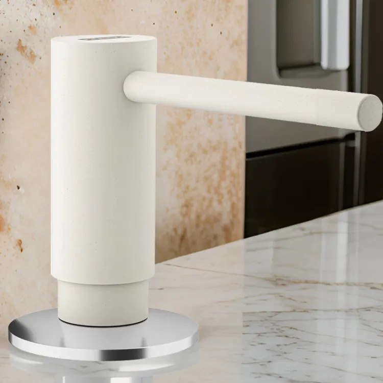 Franke Active 10oz Soap and Lotion Dispenser, Round, Deck Mount, Brass, Polar White - ACT-SD-PWT (112.0633.079)