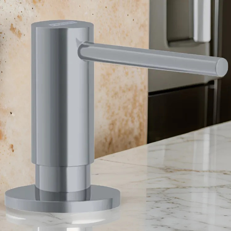 Franke Active 10oz Soap and Lotion Dispenser, Round, Deck Mount, Brass, Satin Nickel - ACT-SD-SNI (119.0547.904)