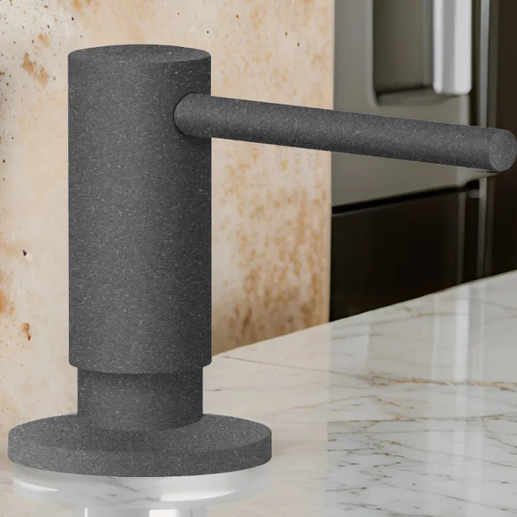 Franke Active 10oz Soap and Lotion Dispenser, Round, Deck Mount, Brass, Stone Grey - ACT-SD-STG (119.0565.123)