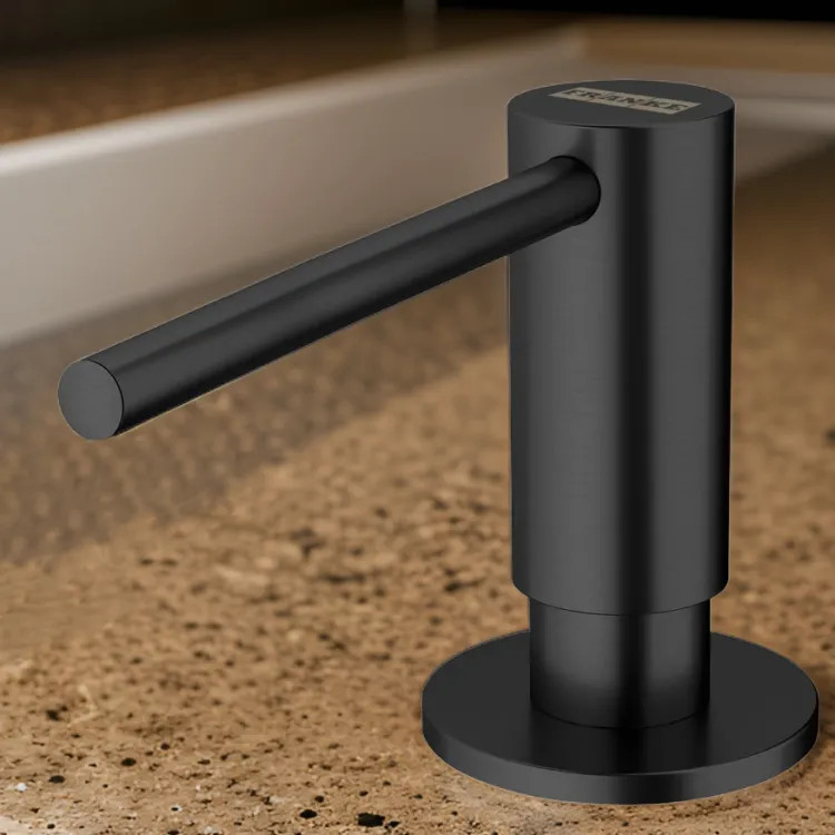 Franke Atlas 11.5oz Soap and Lotion Dispenser, Round, Deck Mount, Industrial Black - ATL-SD-IBK (112.0625.484)