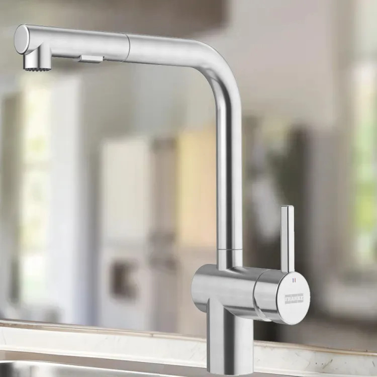 Franke Atlas Neo 11-1/4" Pull-Out Kitchen Faucet, Lever Handle, 1.75 GPM, Stainless Steel - ATL-PO-304 (115.0685.311)