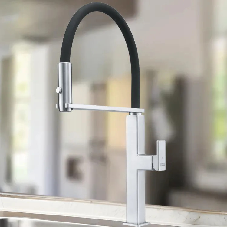 Franke Centinox 19" Semi-Pro Kitchen Faucet, Lever Handle, 1.75 GPM, Intuitive Docking, Stainless Steel - CEN-SP-304 (115.0547.857)
