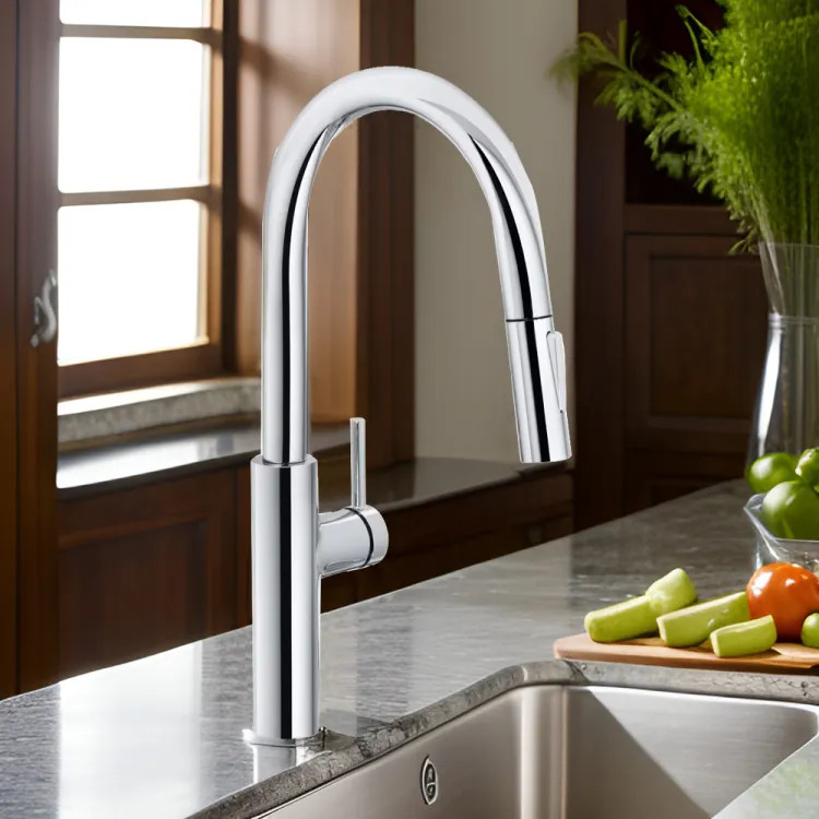 Franke Pescara Single Handle High Arc Pull-Down Kitchen Sink Faucet, Lever Handle, 1.75 GPM, Polished Chrome - PES-PD-CHR