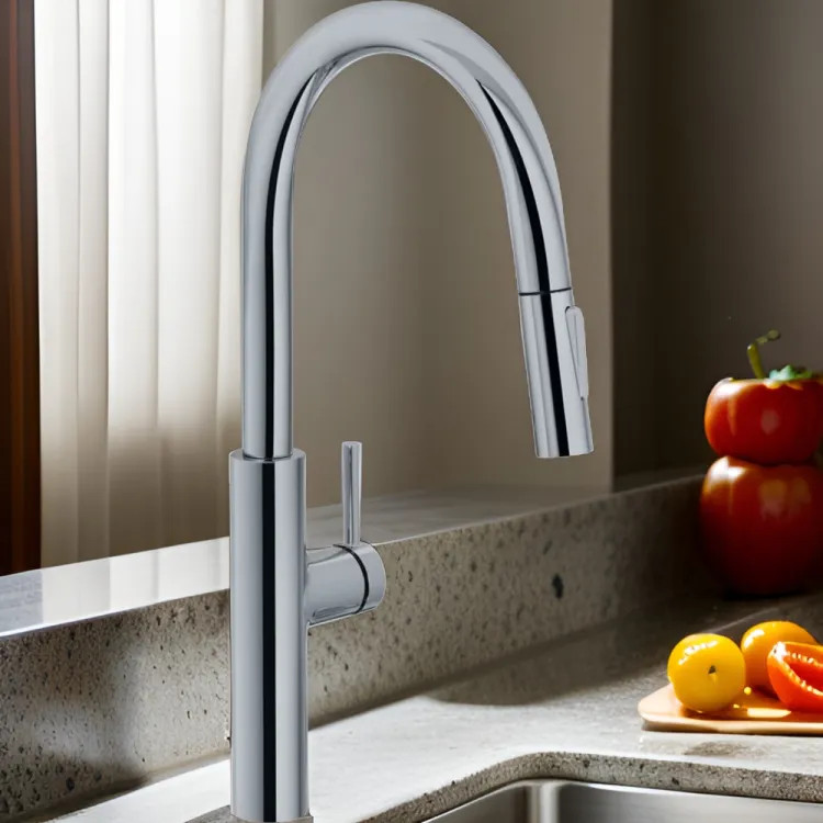 Franke Pescara Single Handle High Arc Pull-Down Kitchen Sink Faucet, Lever Handle, 1.75 GPM, Satin Nickel - PES-PDX-SNI
