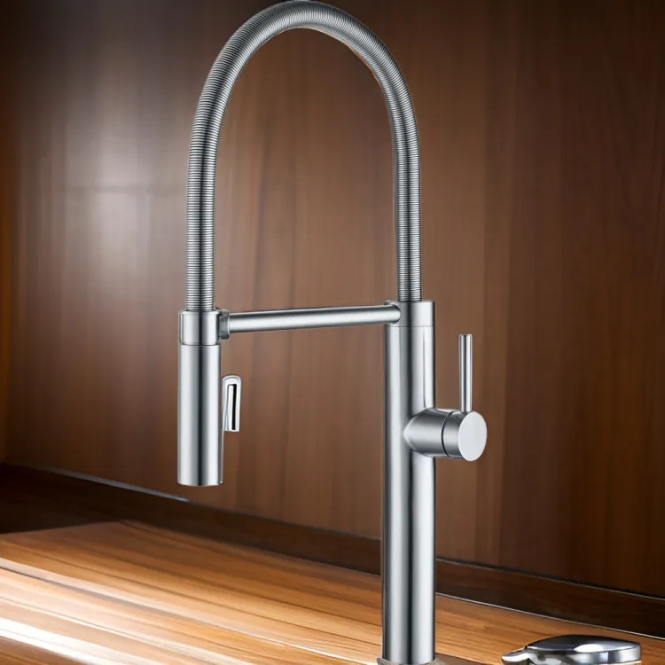 Franke Pescara 21-5/8" Single Handle Semi-Pro Kitchen Faucet, Lever Handle, 1.75 GPM, Magnetic Docking, Stainless Steel - PES-SPX-304 (115.0435.802)