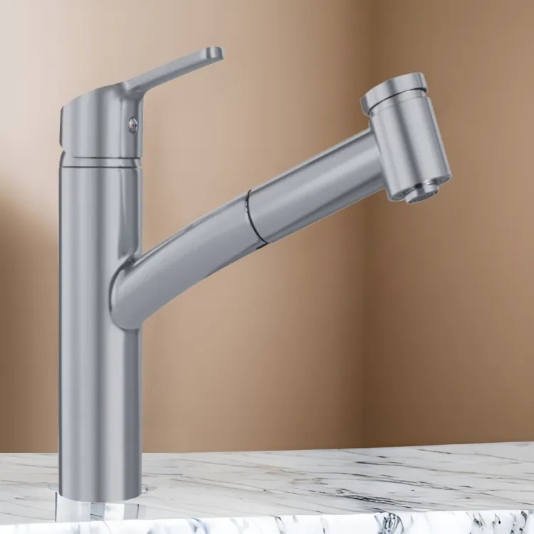 Franke Smart Single Handle Pull-Out Kitchen Faucet, 150-Degree Swivel Spout, 1.75 GPM, Satin Nickel - SMA-PO-SNI