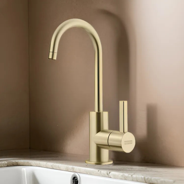 Franke Eos Neo Single-Handle Beverage Faucet for Cold Filtered Water, 1.75 GPM, Champagne Gold, EOS-FW-GLD - (120.0685.377)