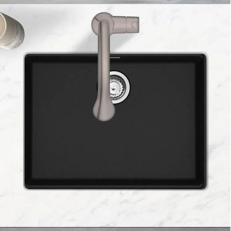 Franke Maris 25" x 19" Undermount Single-Bowl Kitchen Sink w/ Basket Strainer, Granite, Onyx - MAG11023-ONY-S (125.0687.172)