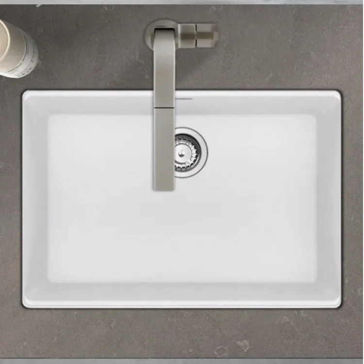 Franke Maris 27" x 19" Undermount Single-Bowl Kitchen Sink w/ Basket Strainer, Granite, Polar White - MAG11025-PWT-S (125.0687.167)