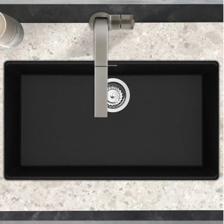 Franke Maris 30" x 19" Undermount Kitchen Sink w/ Basket Stainer, Granite, Onyx - MAG11028-ONY-S (125.0687.158)