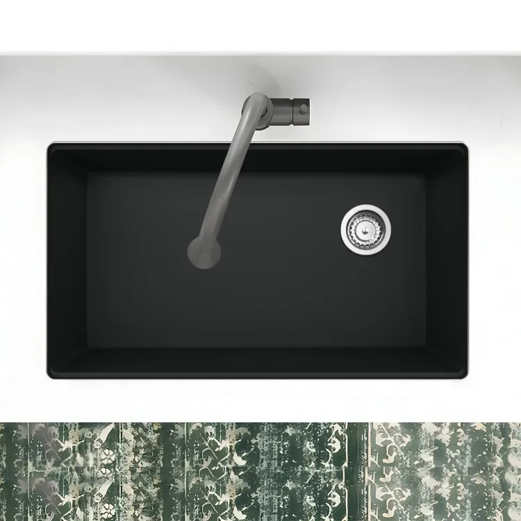Franke Maris 33" x 19" Undermount Single-Bowl Kitchen Sink w/ Basket Strainer, Granite, Matte Black - MAG11031OW-MBK-S (125.0637.100)