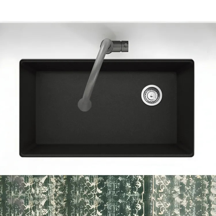 Franke Maris 33" x 19" Undermount Single-Bowl Kitchen Sink w/ Basket Strainer, Granite, Onyx - MAG11031OW-ONY-S (125.0637.094)