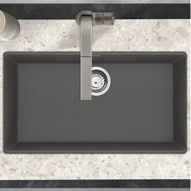 Franke Maris 33" x 19" Undermount Single-Bowl Kitchen Sink w/ Basket Strainer, Granite, Shadow Grey - MAG11031-SHG-S (125.0687.106)