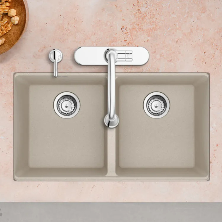 Franke Maris 31" x 18" Undermount Double-Bowl Kitchen Sink w/ Basket Strainer, Granite, Champagne - MAG1201414-CHA-S (125.0687.213)