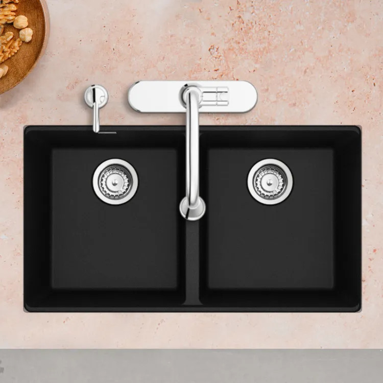 Franke Maris 31" x 18" Undermount Double-Bowl Kitchen Sink w/ Basket Strainer, Granite, Onyx - MAG1201414-ONY-S (125.0687.216)